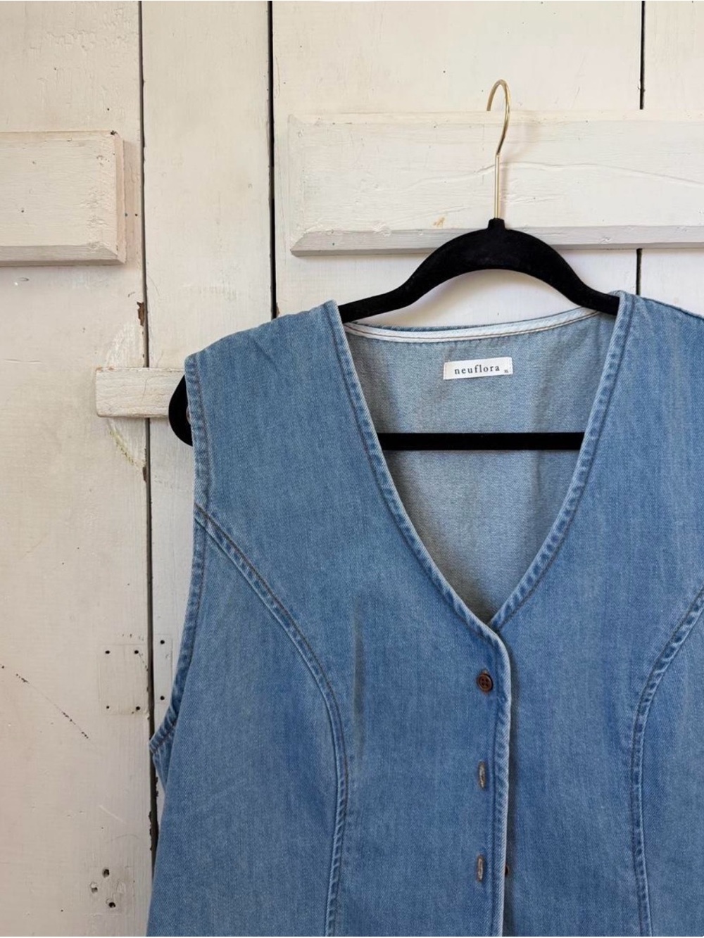 Neuflora Light Blue Denim Button-Front Women's Vest Top